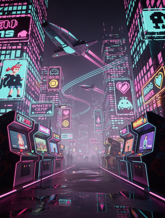 Neon Streets Cyber City Arcade Wall Art | Retro