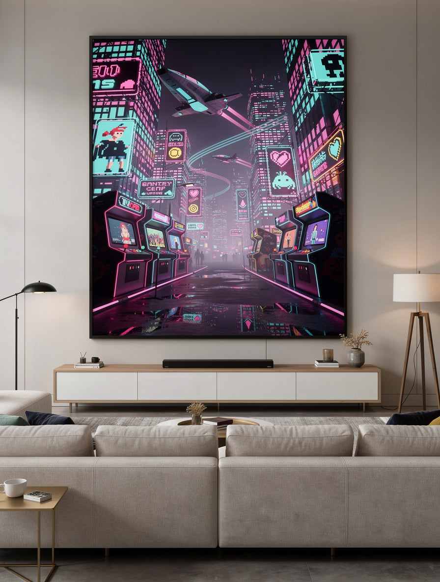 Neon Streets Cyber City Arcade Wall Art | Retro