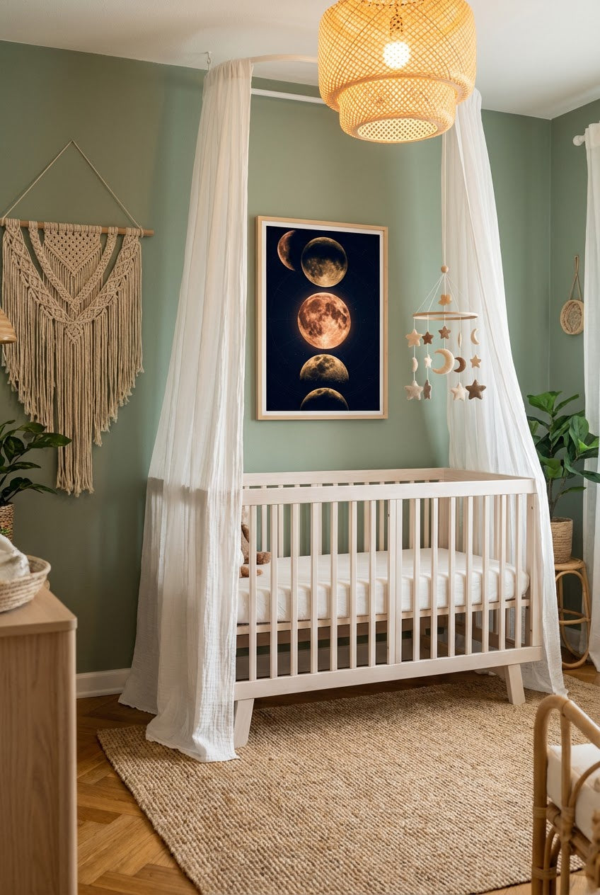 Phases of the Copper Moon Celestial Wall Art | Lunar Cycle Print for Bedroom & Nursery Decor