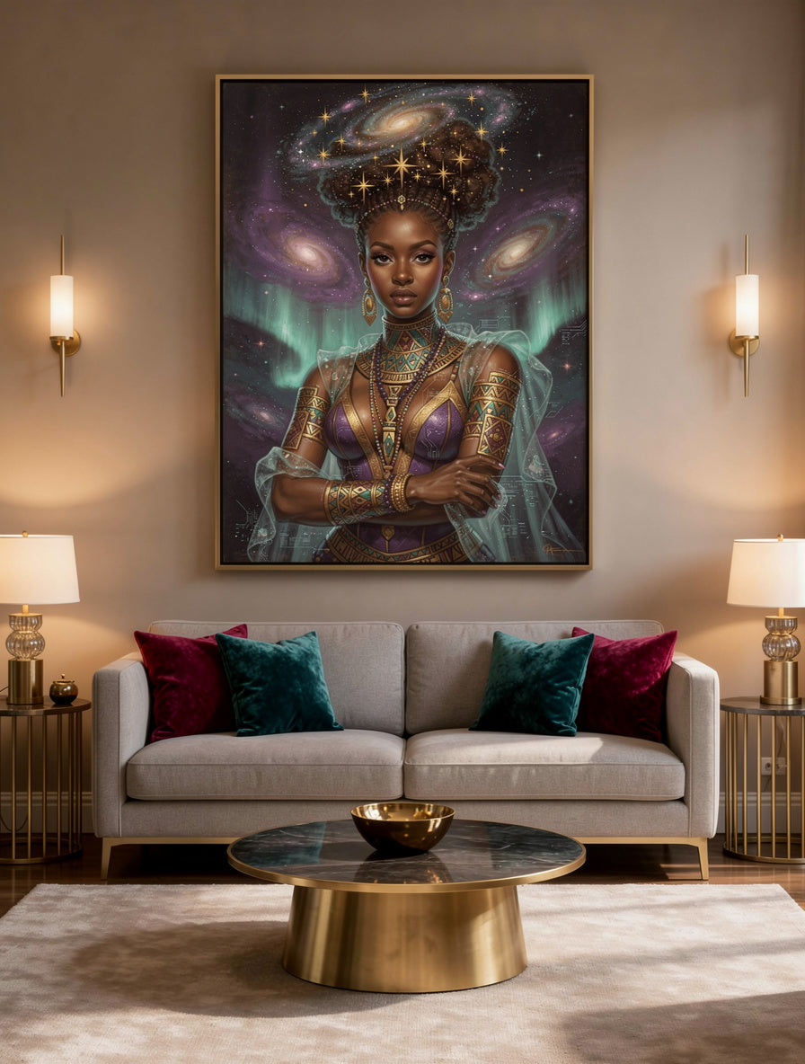 Queen of Stardust Crowns Afrofuturism Wall Art | Canvas