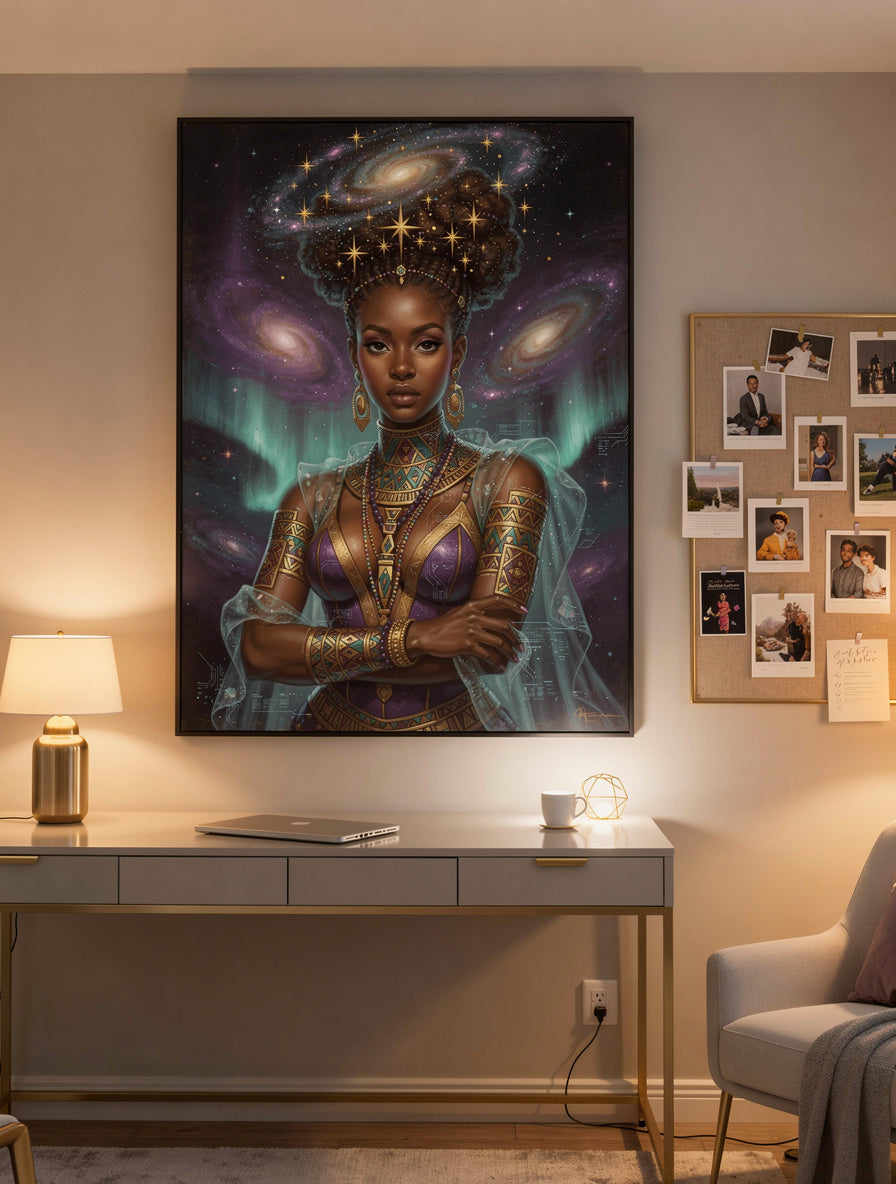 Queen of Stardust Crowns Afrofuturism Wall Art | Canvas