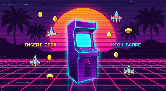 Retro Arcade Nostalgia Wall Art | Vintage Gaming Pop Culture Print for Media Room & Creative Workspace