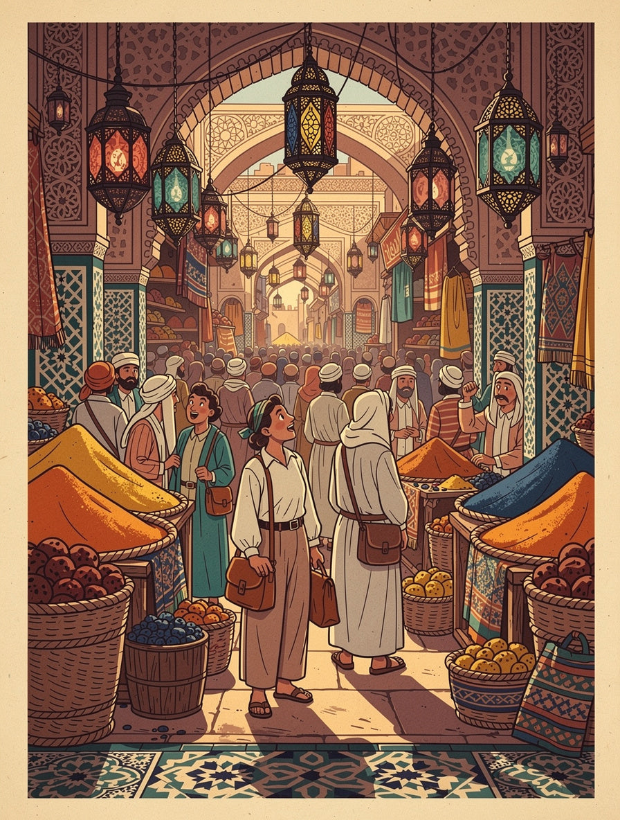 Retro Marrakech Souk Expedition Wall Art | Vintage