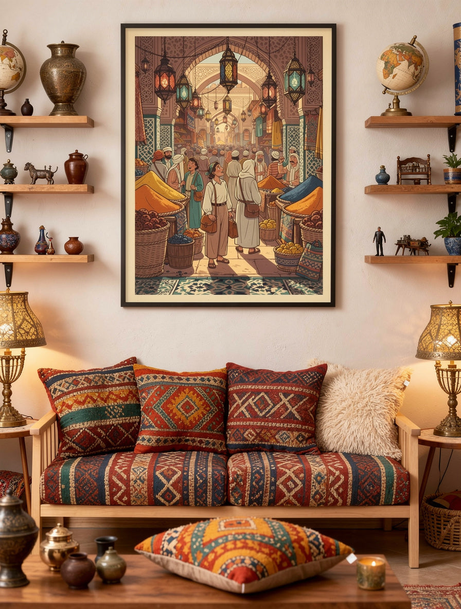 Retro Marrakech Souk Expedition Wall Art | Vintage