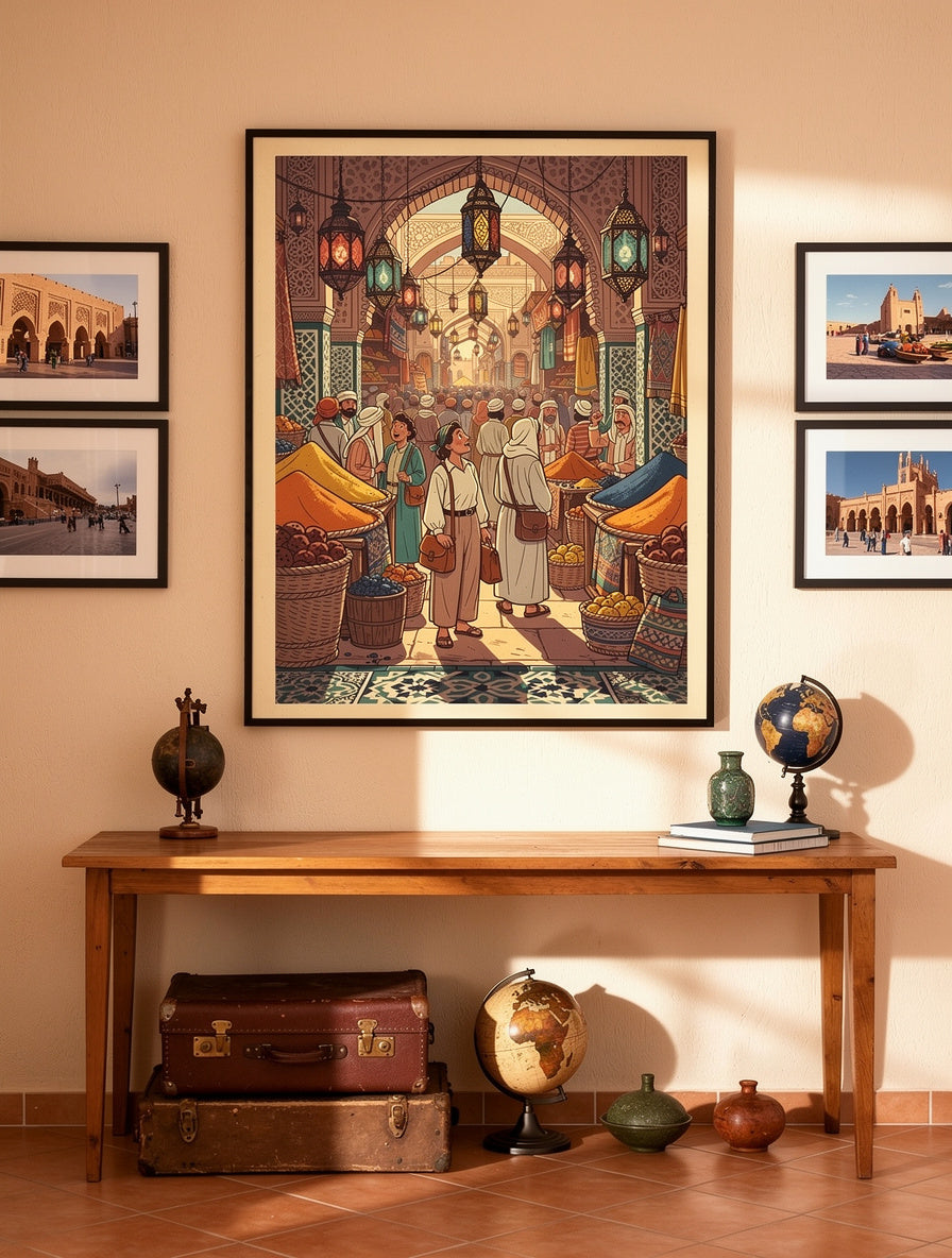 Retro Marrakech Souk Expedition Wall Art | Vintage