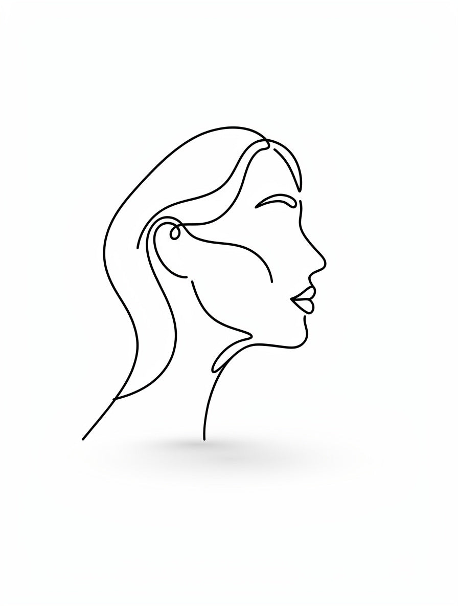 Single Stroke Woman Profile Line Art | Minimalist Canvas