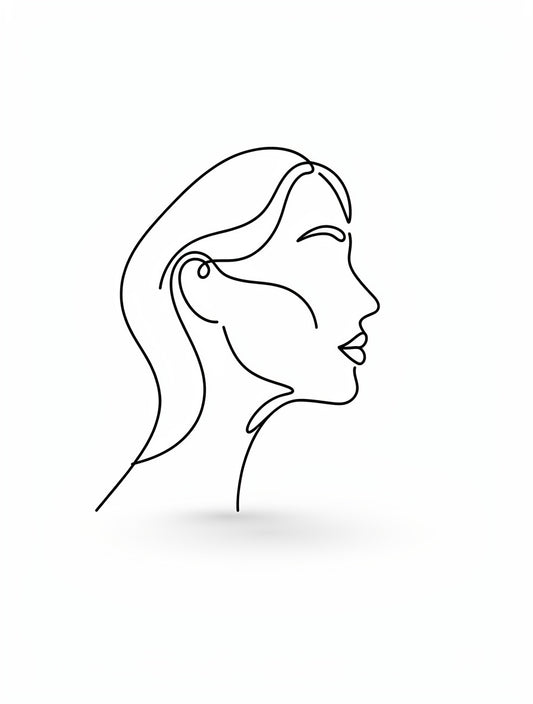 Single Stroke Woman Profile Line Art | Minimalist Canvas