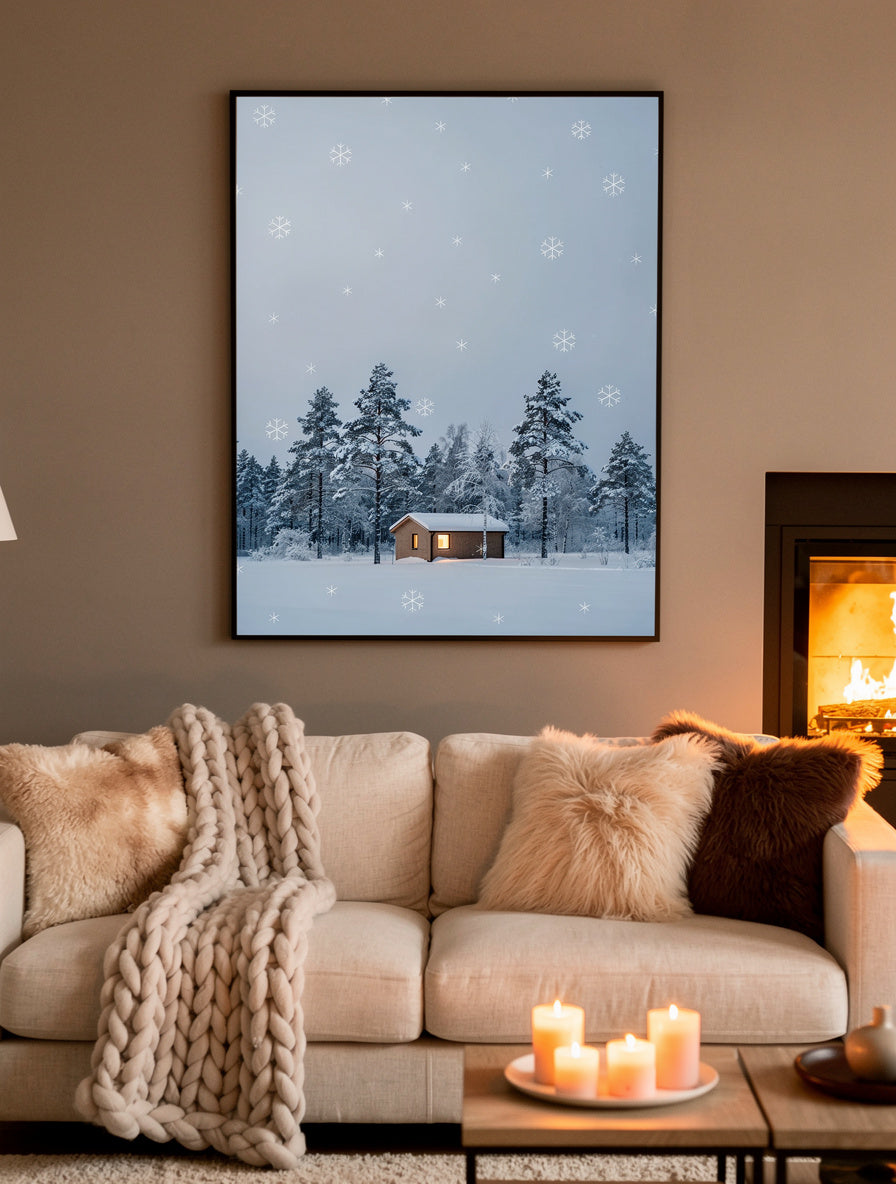 Snowy Pine Forest Silence Minimalist | Winter Canvas Art