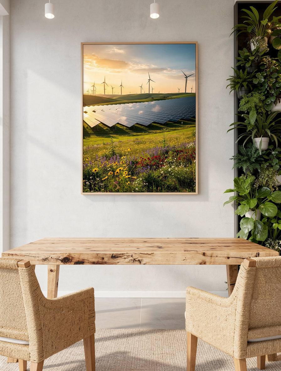 Solar Fields at Dawn Eco Wall Art | Sustainable Canvas