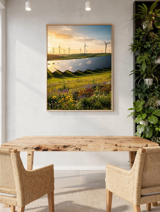 Solar Fields at Dawn Eco Wall Art | Sustainable Canvas