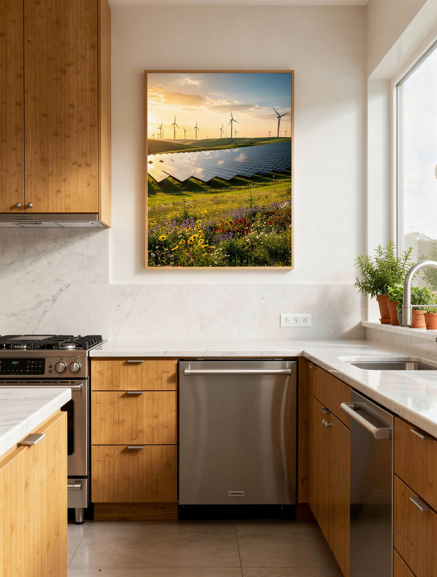 Solar Fields at Dawn Eco Wall Art | Sustainable Canvas