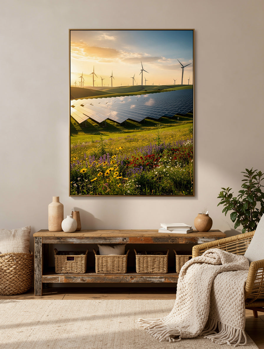 Solar Fields at Dawn Eco Wall Art | Sustainable Canvas