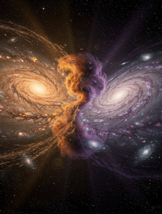 Spiral Galaxy Collision Merger Wall Art | Cosmic