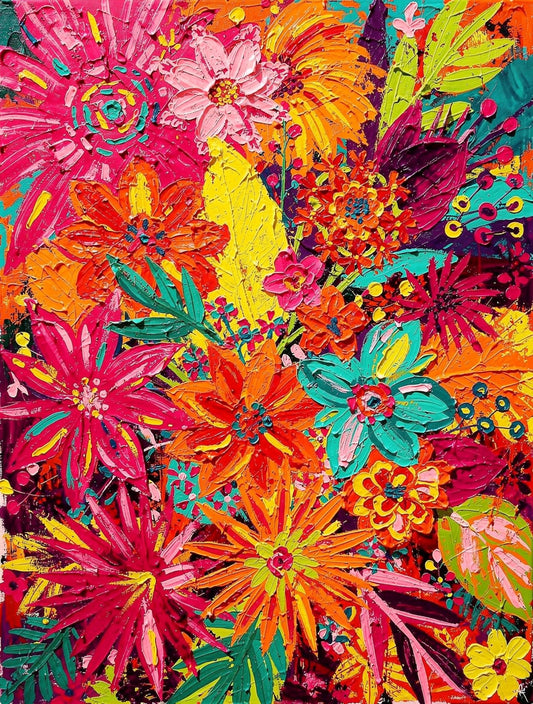 Technicolor Burst Garden Party Wall Art | Vibrant Canvas