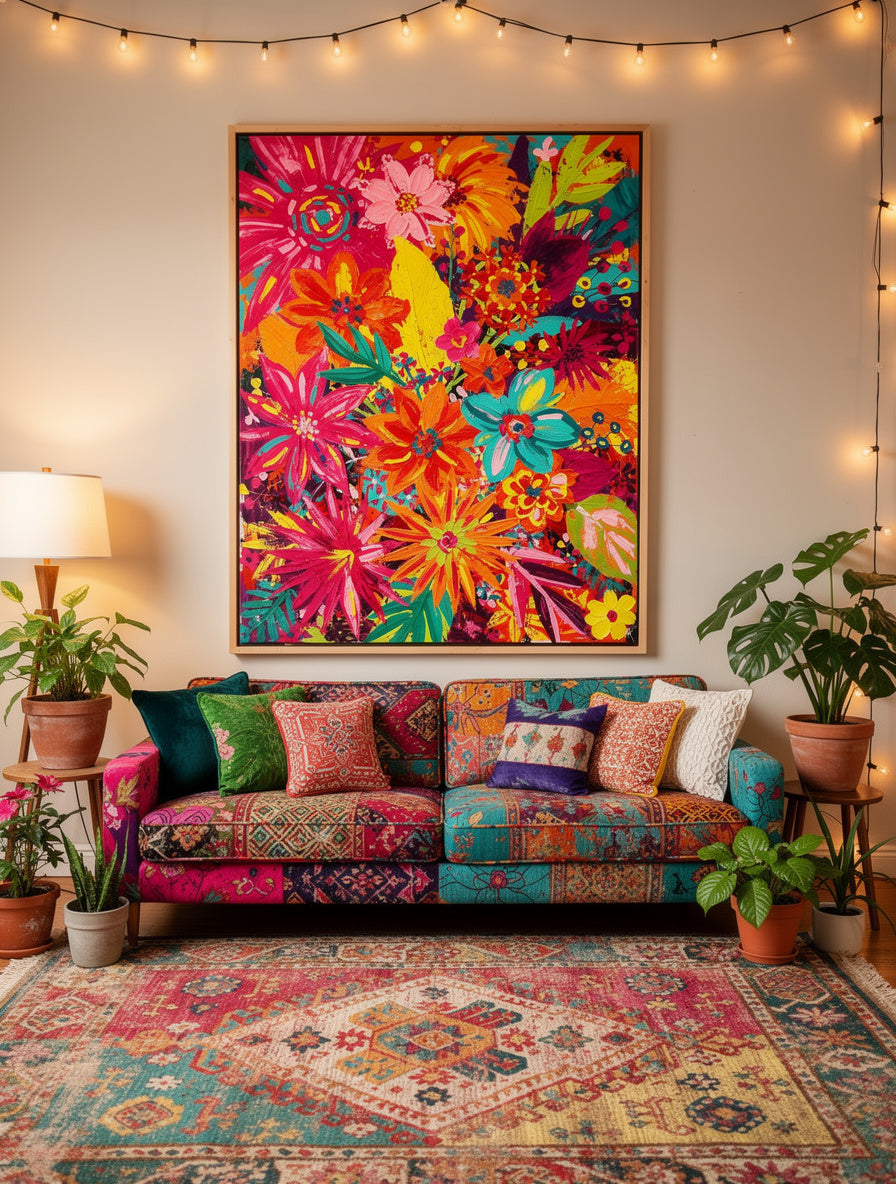 Technicolor Burst Garden Party Wall Art | Vibrant Canvas