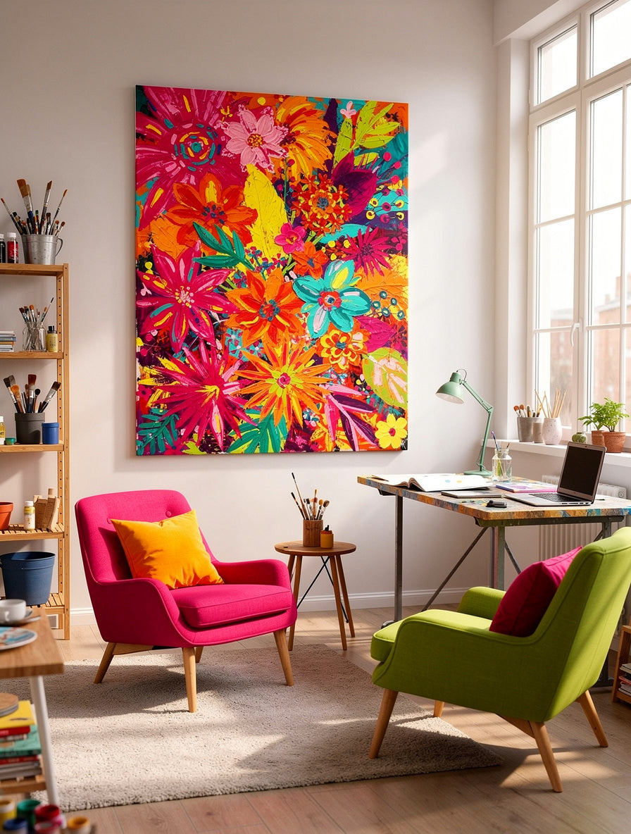 Technicolor Burst Garden Party Wall Art | Vibrant Canvas