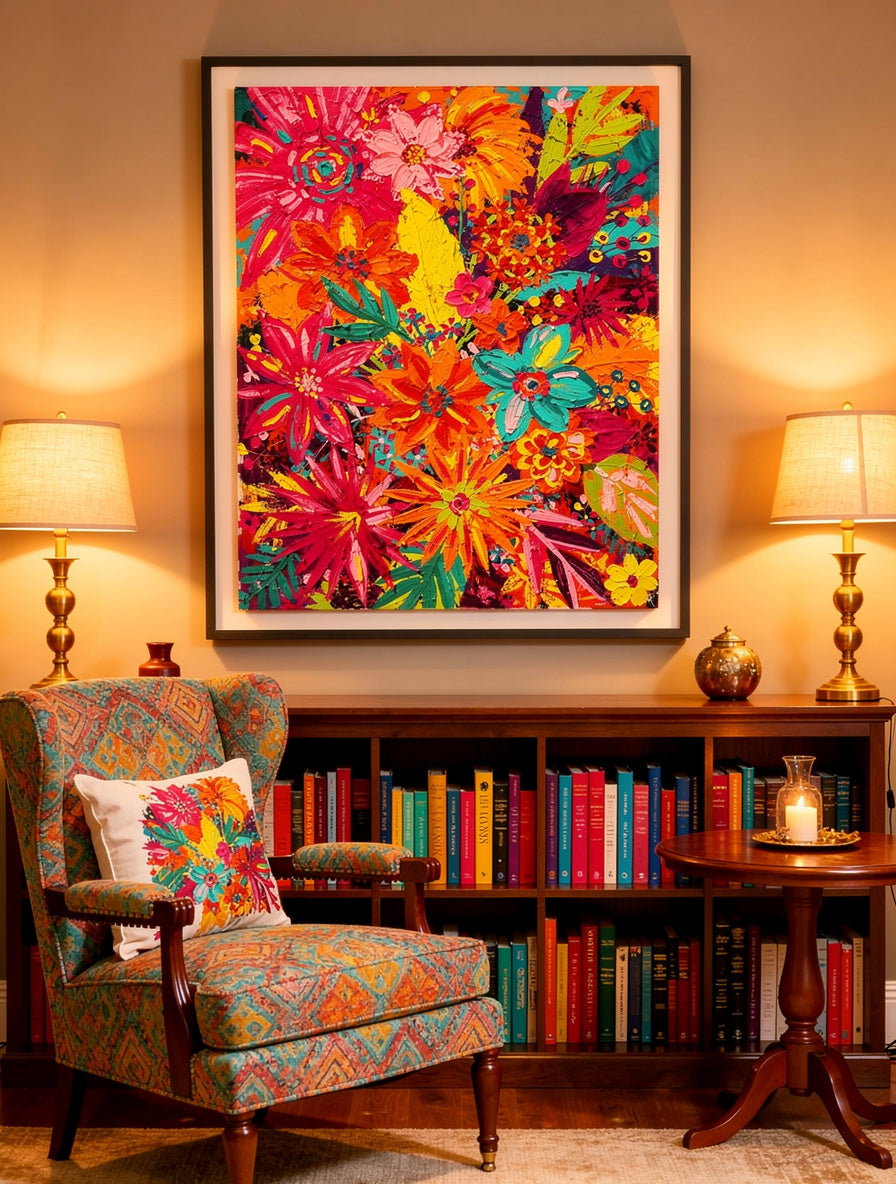 Technicolor Burst Garden Party Wall Art | Vibrant Canvas