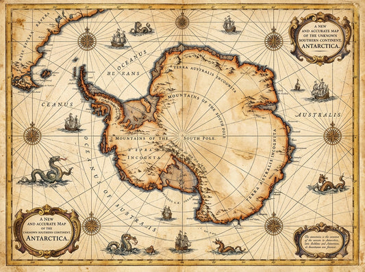 Cartographer's Dream Antarctica Wall Art | Vintage Map Print