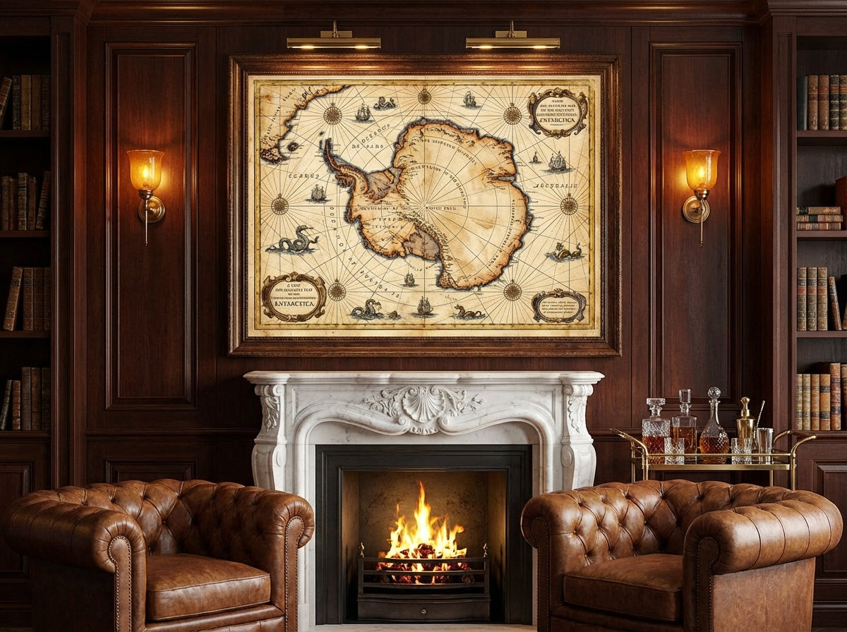 Cartographer's Dream Antarctica Wall Art | Vintage Map Print