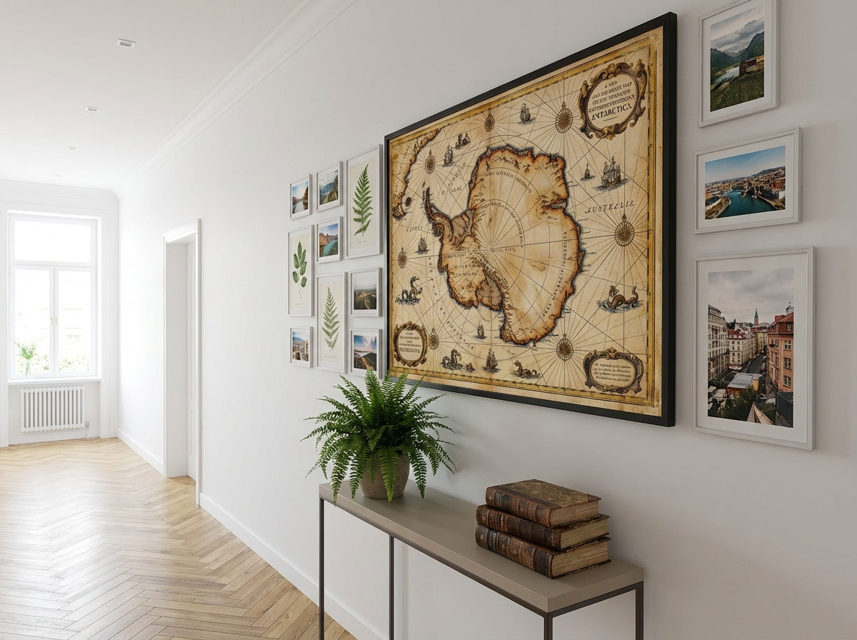Cartographer's Dream Antarctica Wall Art | Vintage Map Print
