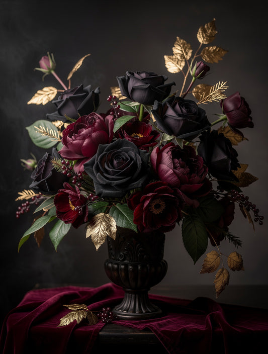 Velvet Midnight Garden Wall Art | Gothic Romance Canvas
