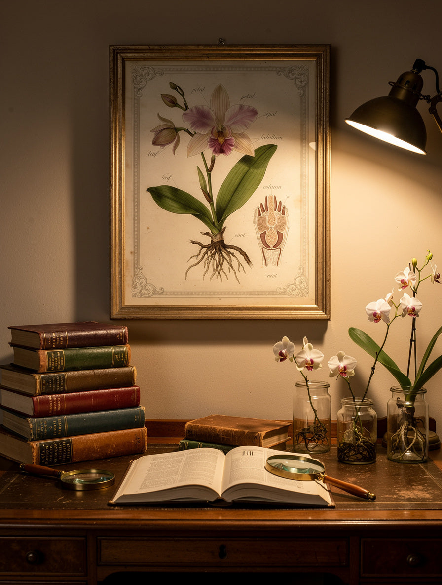 Victorian Botanical Orchid Anatomy Wall Art | Scientific