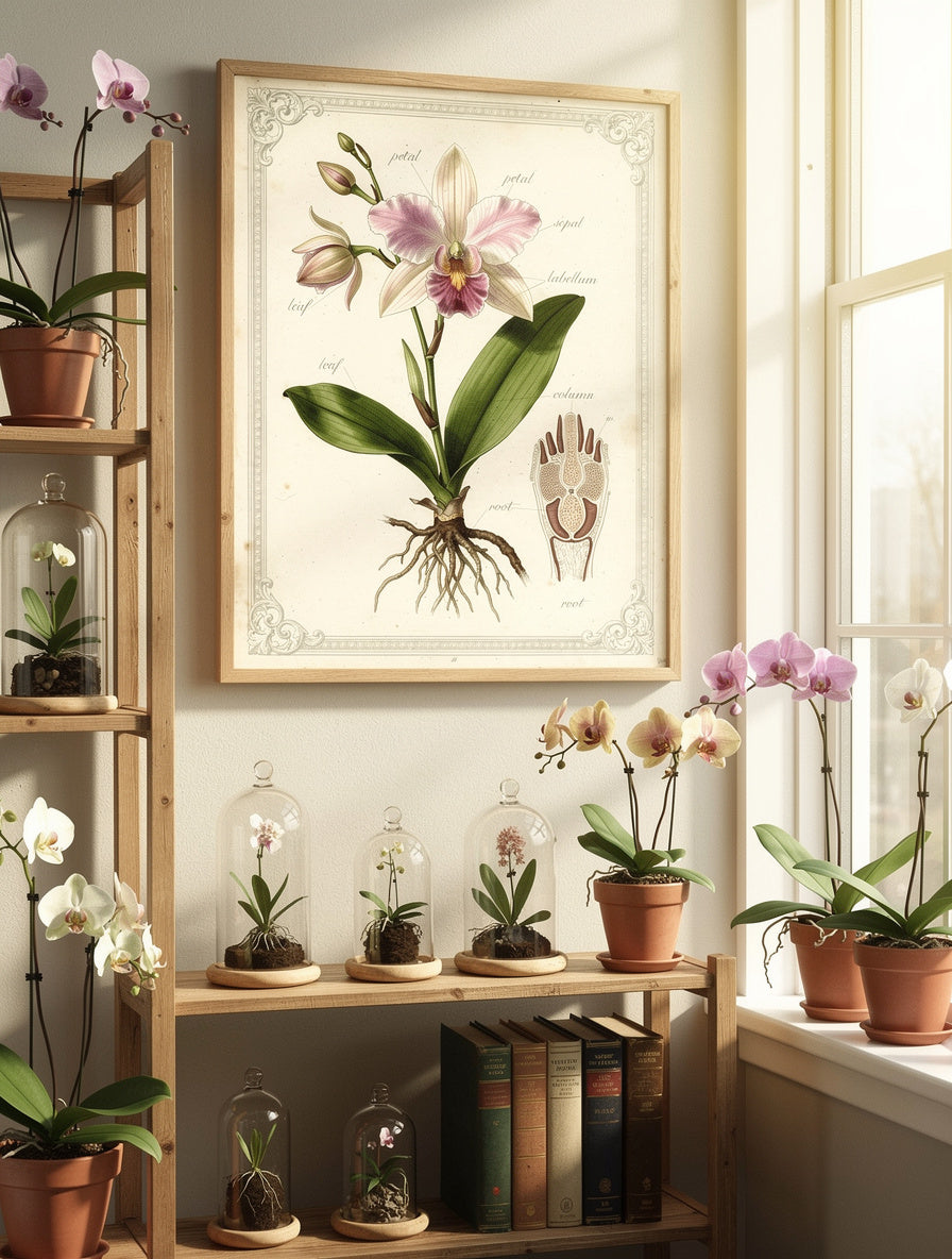 Victorian Botanical Orchid Anatomy Wall Art | Scientific