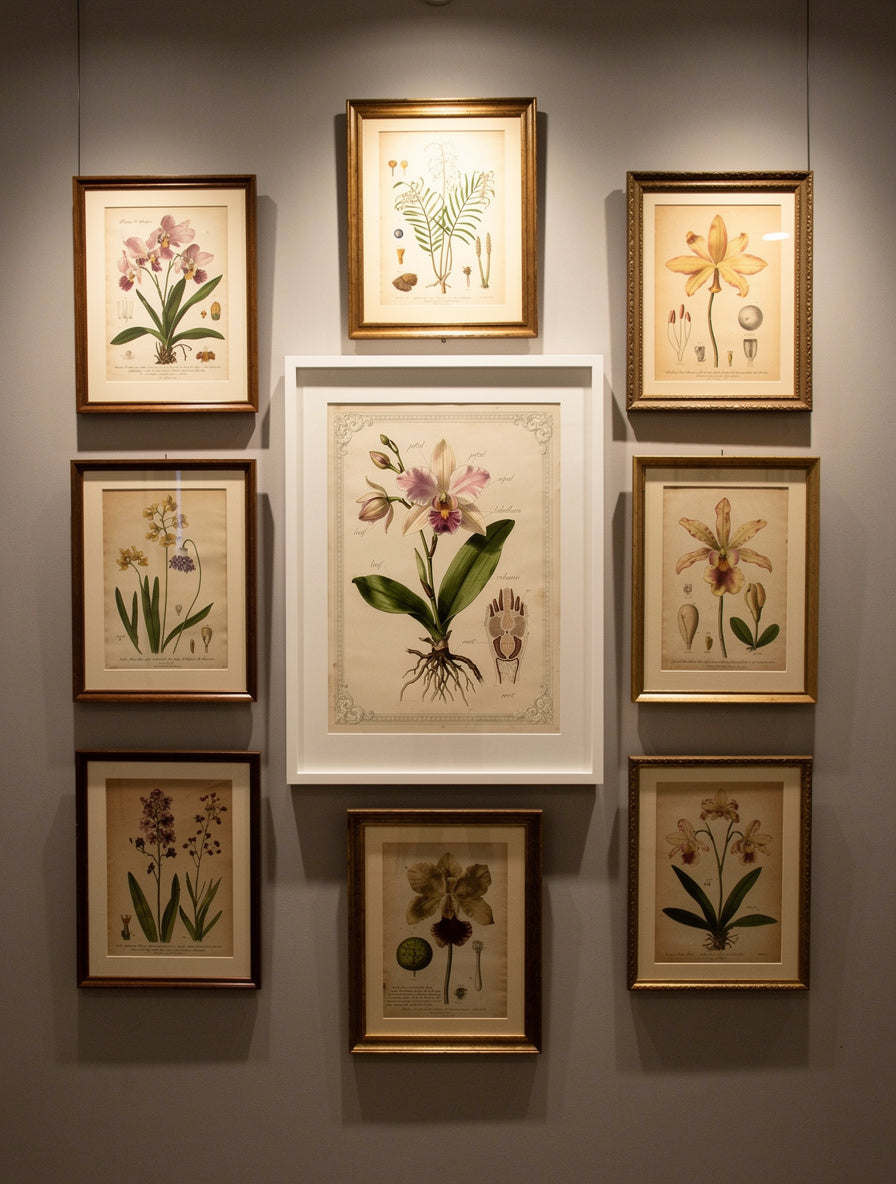 Victorian Botanical Orchid Anatomy Wall Art | Scientific