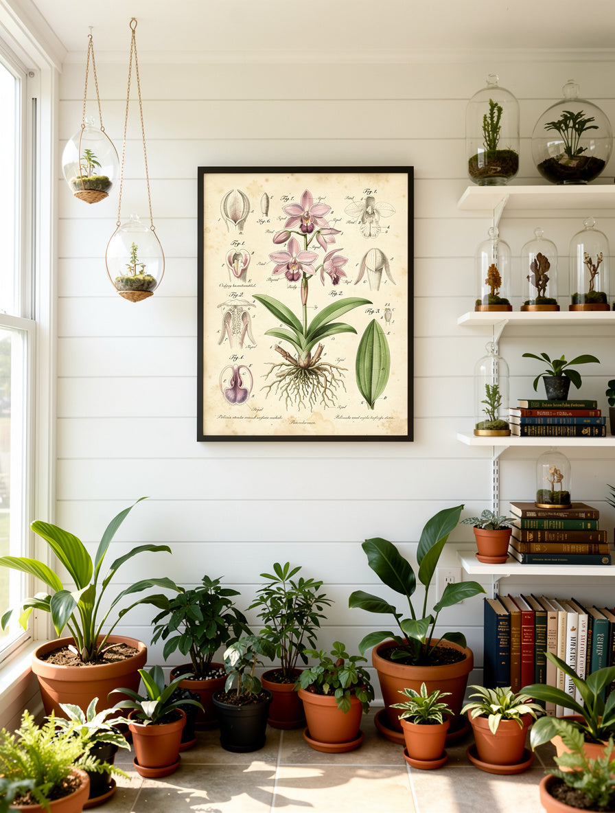 Victorian Orchid Anatomy Study Wall Art | Botanical Print