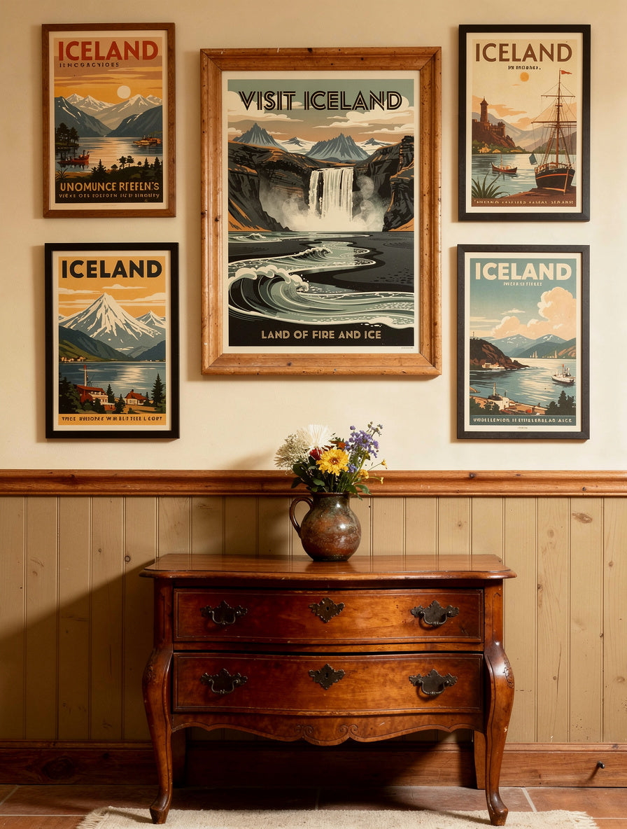 Vintage Iceland Route 1 Journey Wall Art | Travel Print