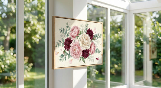 Vintage Peony Garden Botanical Wall Art | Romantic Floral Print for Sunroom & Spa Decor