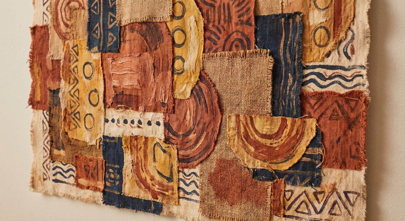 Woven Earth Abstract Wall Art | Warm Textured Afro-Bohemian Print