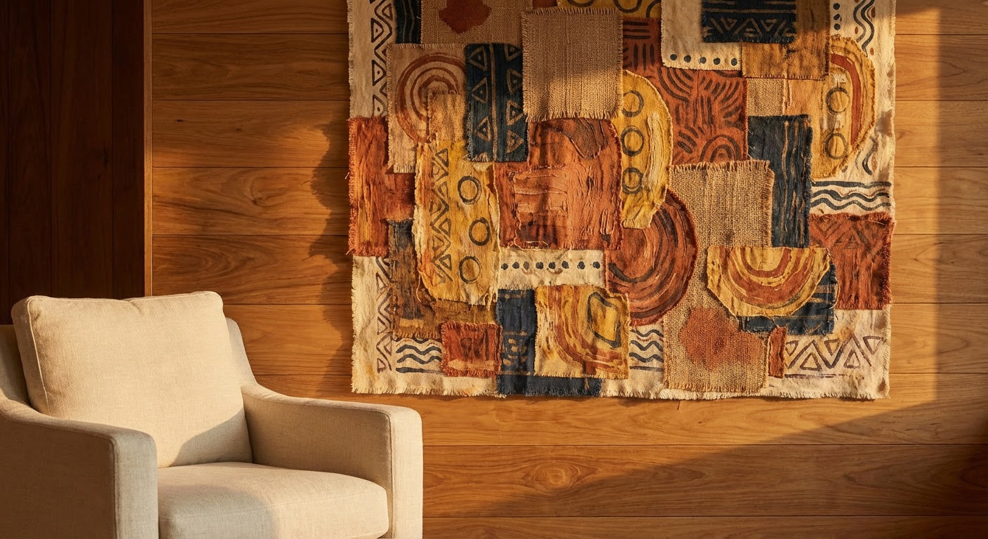 Woven Earth Abstract Wall Art | Warm Textured Afro-Bohemian Print