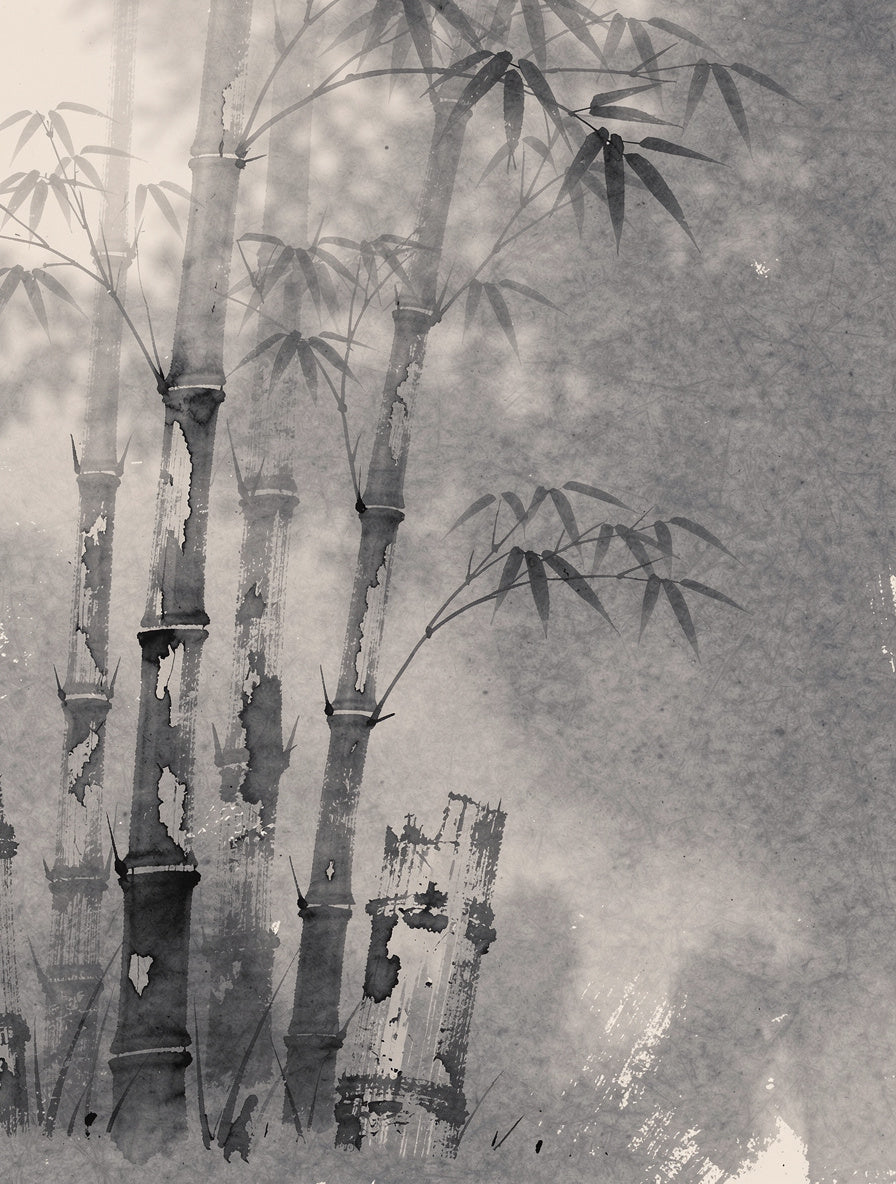 Weathered Bamboo Whispers Japandi Wall Art | Wabi-Sabi