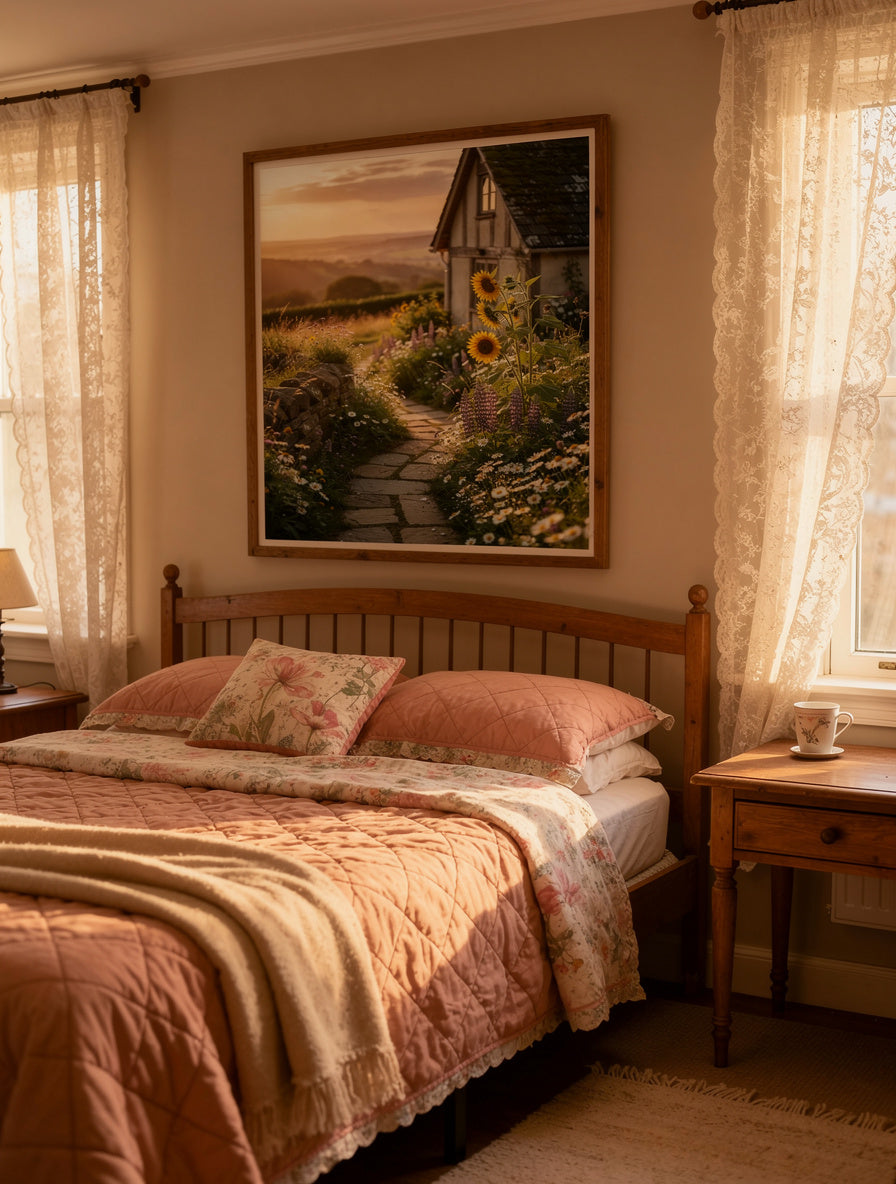 Wildflower Cottage Garden Wall Art | Golden Hour