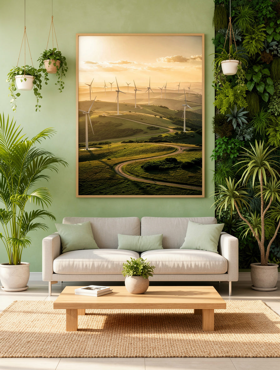 Wind Farm Horizon Renewal Eco Art | Sustainable Canvas