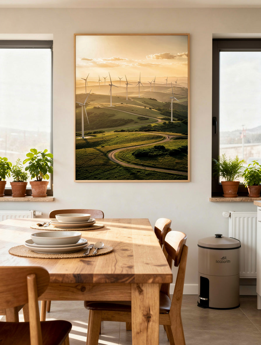 Wind Farm Horizon Renewal Eco Art | Sustainable Canvas
